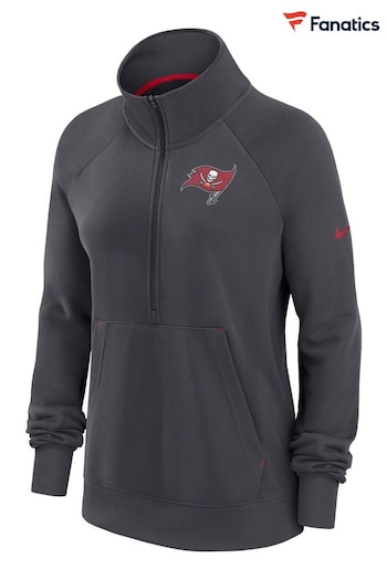 Nike Grey NFL Fanatics Womens Tampa Bay Buccaneers Dri Fit Half Zip Sweat Top (D83476) | £32