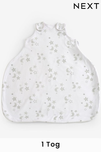 White Grey Moon & Stars Hip Dysplasia 100% Cotton Sleep Bag (D83611) | £28 - £32