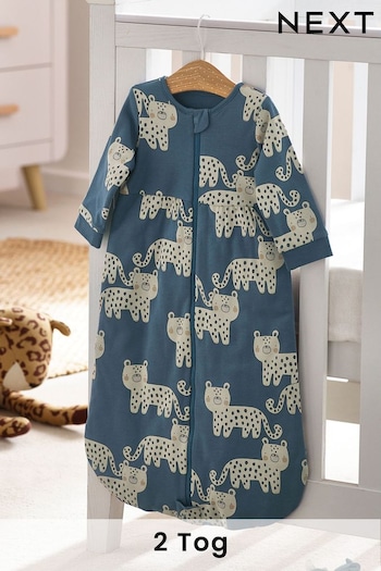 Blue Leopard Baby 100% Cotton Long Sleeve 2 Tog Sleep Bag (D83622) | £30 - £34