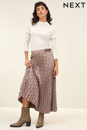 Check Pleated Midi Skirt (D83799) | £52
