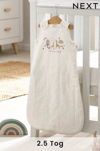 White I'm New Here Baby 100% Cotton 2.5 Tog Sleep Bag (D83810) | £28 - £32