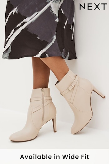 Cream Regular/Wide Fit Forever Comfort® Buckle Detail Heeled Ankle Boots (D83829) | £42