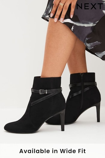 Black Regular/Wide Fit Forever Comfort® Buckle Detail Heeled Ankle Boots (D83830) | £42