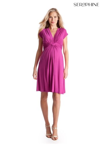 Seraphine Maternity Purple Knot Front Dress (D83835) | £55