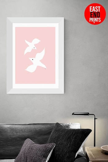 East End Prints Love Birds In Pink by Linda Gobeta Framed Print (D83932) | £45 - £120