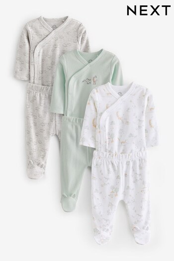 Mint Green/White Safari Baby Wrap Bodysuits and Footed Leggings 6 Piece Set (0-9mths) (D84011) | £30