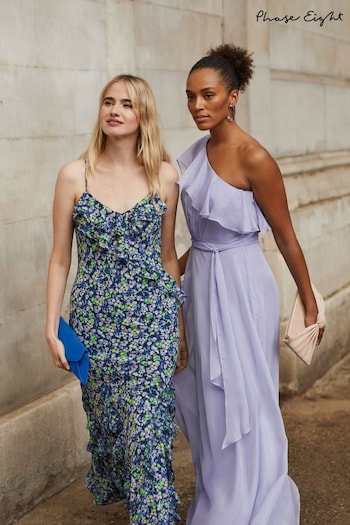 Phase Eight Blue Mia One Shoulder Maxi Dress (D84181) | £139