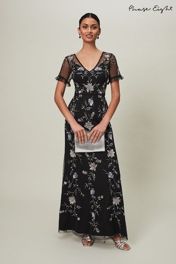 Phase Eight Sierra Black Sequin Floral Dress (D84194) | £349