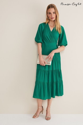 Phase Eight Green Morven Wrap Gabbana Dress (D84219) | £129