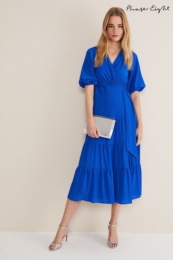 Phase Eight Blue Morven Wrap Dress (D84221) | £129