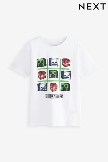 White Creeper Minecraft Gaming License T-Shirt (4-16yrs) (D84244) | £10 - £15