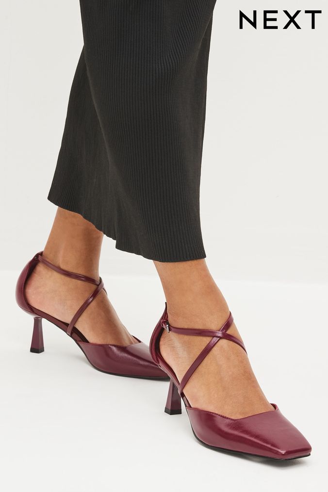 Red peep shop toe shoes uk