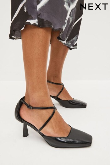 Black Forever Comfort® Cross Over Square Toe Heels (D84260) | £39