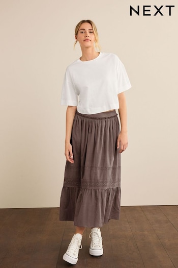 Grey Tiered Midi Skirt (D84265) | £49