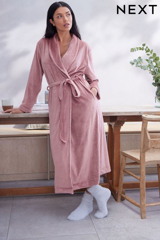 Ladies Super Soft Shimmer Fleece Robe,Plush Hooded Dressing Gown, 8-22,  LN526B | eBay