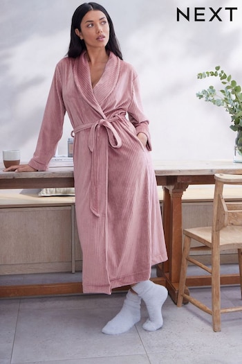 Pink Supersoft Ribbed Dressing Gown (D84291) | £27