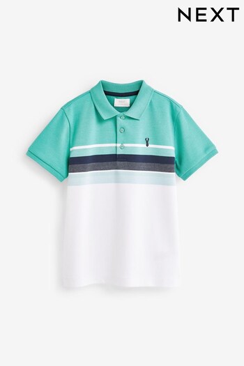 Mint Green Stripe Short Sleeve eva Polo Shirt (3-16yrs) (D84298) | £14 - £20