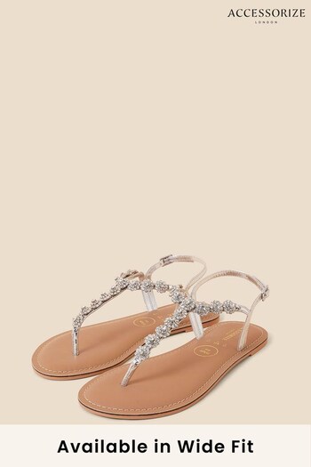 Accessorize Silver Reno Sparkle Wide Fit Sandals (D84312) | £39