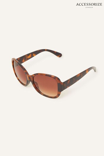 Accessorize Brown Wide Arm Tortoiseshell Square Sunglasses (D84326) | £16