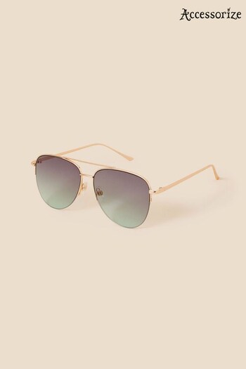 Accessorize Green Half Frame Aviator Style Sunglasses (D84337) | £17