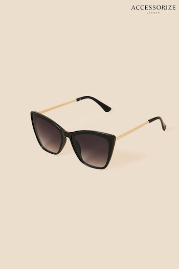 Accessorize Black Thin Arm Cat Eye Sunglasses (D84338) | £16