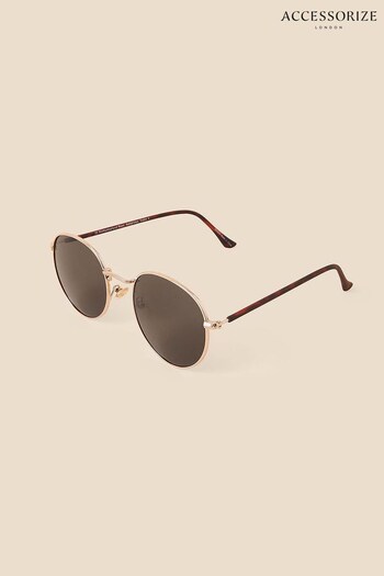 Accessorize Gold Round Metal Frame Sunglasses (D84346) | £17