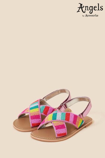 Angels By Accessorize Pink Tropical Beaded Sandals (D84377) | £22 - £23