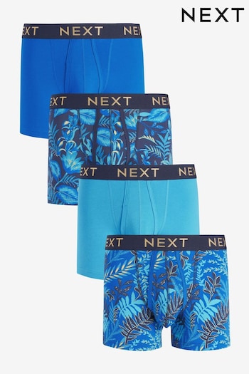 Blue Leaf Print 4 pack A-Front Boxers (D84397) | £26