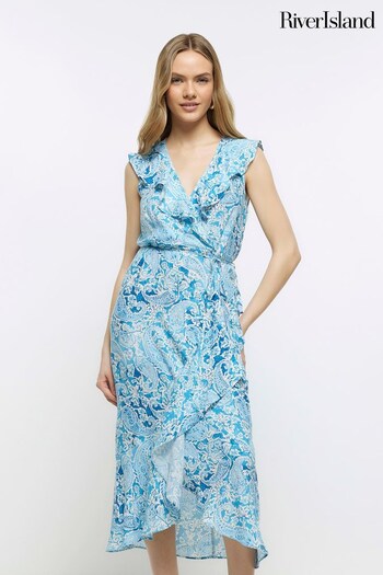 River Island Blue Wrap Dress (D84463) | £50