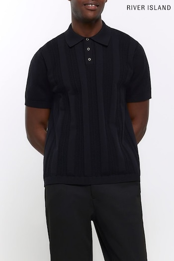 River Island Black Pointelle Knit accessories Polo (D84541) | £33