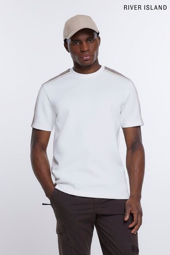 River Island Cream Slim Turbo Tape T-Shirt (D84552) | £23