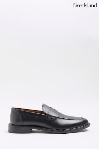 River Island Black Leather Penny Loafers (D84553) | £50