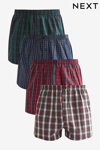Multi Check 4 pack Pattern Woven Pure Cotton Boxers (D84598) | £30