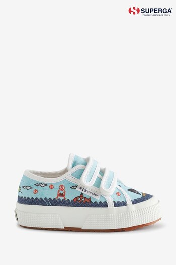 Superga Blue 2750 Game Printed Strap Trainers (D84605) | £55