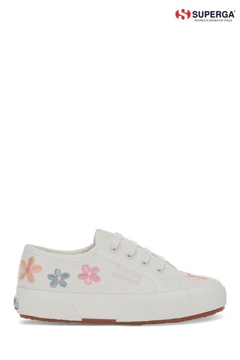 Superga White 2750 Embroidered Flowers Canvas Trainers (D84608) | £59
