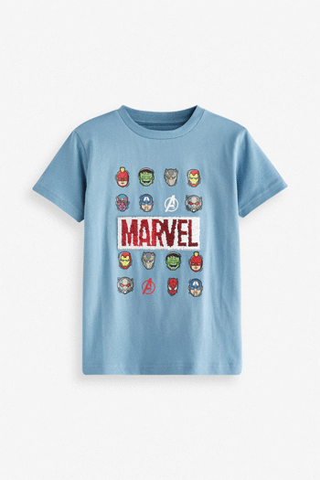 Blue Marvel Avengers Flippy Sequin License T-Shirt (3-16yrs) (D84666) | £13 - £18