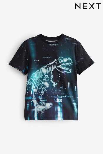 Neon Glowing Dinosaur All-Over Print Short Sleeve T-Shirt (3-16yrs) (D84687) | £11 - £16