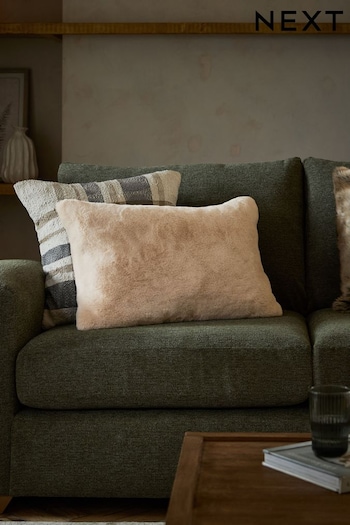 Light Natural Soft To Touch Plush 40 x 59cm Faux Fur Cushion (D84719) | £16