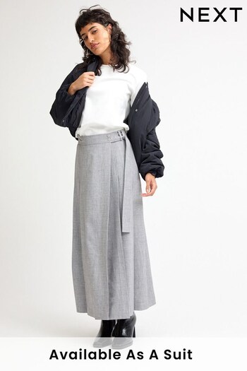 Grey Textured Midi Wrap Skirt (D84727) | £52