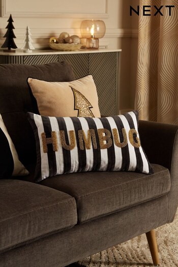 Monochrome Striped Humbug Christmas Cushion (D84768) | £20