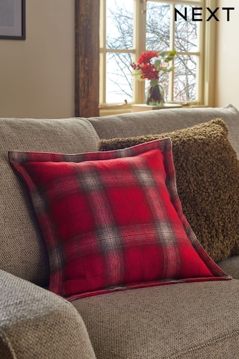 Red Brushed Check Cushion (D84770) | £18