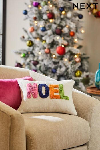 Multi Bright Tufted Noel Christmas Cushion (D84776) | £16