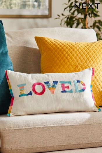 Dementia UK Multi Bright Embroidered Love Cushion (D84777) | £22