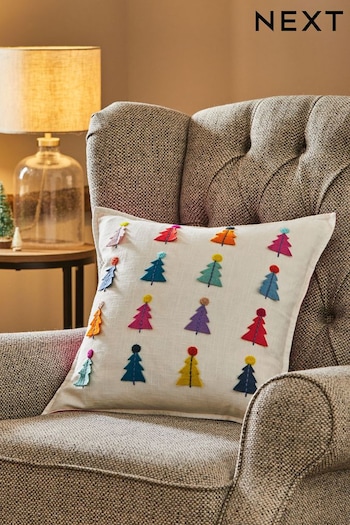 Multi Bright Christmas Tree Cushion (D84778) | £20
