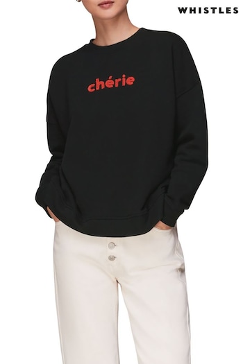 Whistles Cherie Black Logo Sweatshirt (D84995) | £79