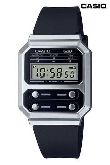 Casio 'Collection' Silver and Black Plastic/Resin Quartz Watch (D85014) | £45