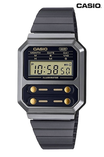 Casio 'Collection' Black and Silver and Black Stainless Steel and Plastic/Resin Quartz Watch (D85015) | £69