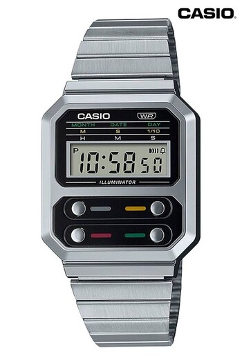 Casio 'Collection' Silver and Digital Dial Stainless Steel Quartz Watch (D85018) | £49