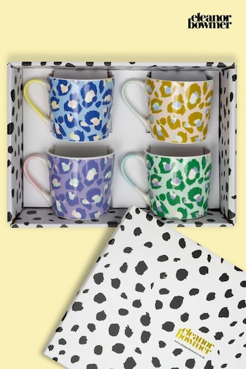 Eleanor Bowmer Set of 4 Pastel Leopard Print Mugs (D85198) | £45