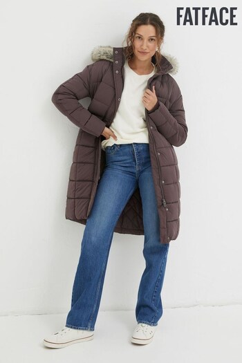 FatFace Purple Sienna Quilted Mid Length Coat (D85211) | £135